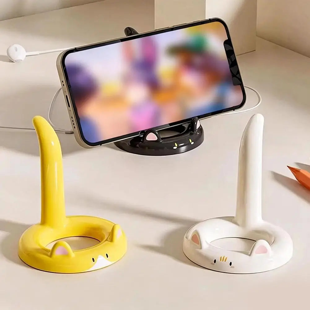 Cute Cartoon Cat Phone Stand Desktop Phone Holder Kawaii Portable Smartphone Support Bracket Desk Decor Accessory