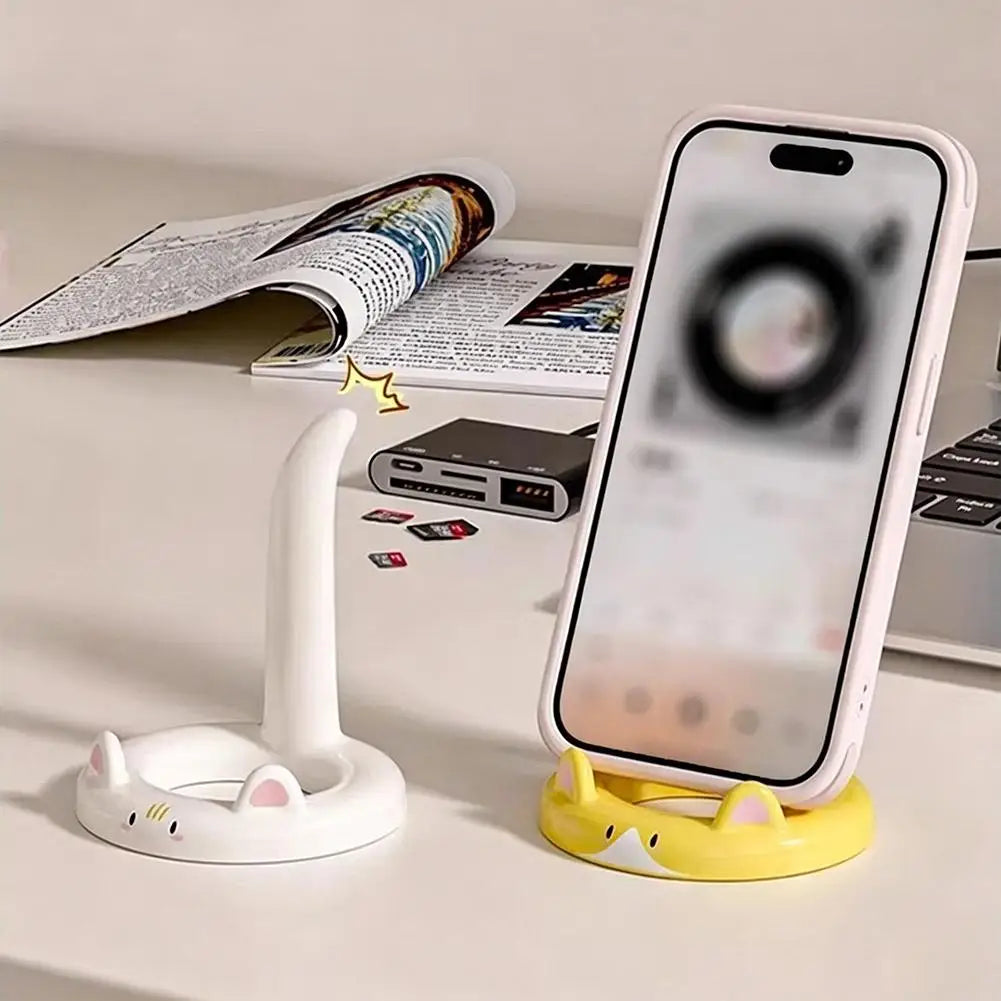 Cute Cartoon Cat Phone Stand Desktop Phone Holder Kawaii Portable Smartphone Support Bracket Desk Decor Accessory