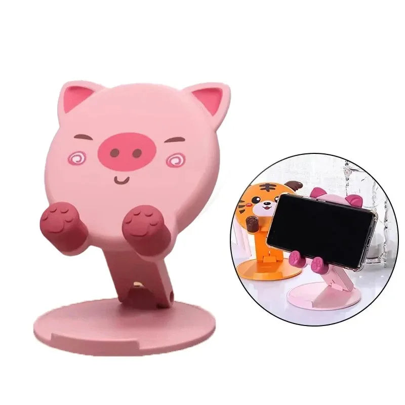 1pc Cartoon Mobile Phone Bracket Lifting Folding Bracket Flat Universal Multifunctional Desktop Lazy Bracket Phone Holder