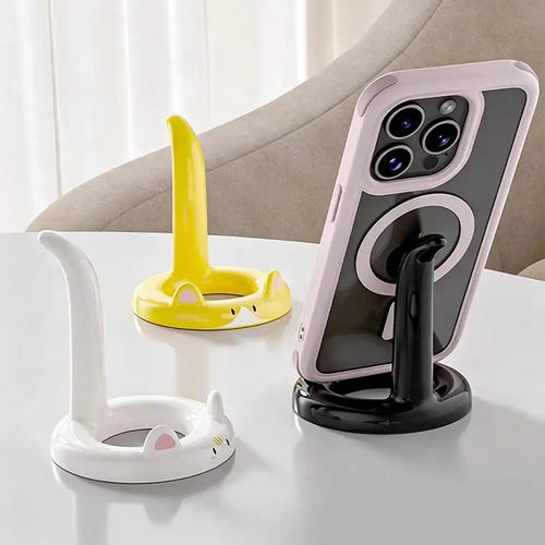 Cute Cartoon Cat Phone Stand Desktop Phone Holder Kawaii Portable Smartphone Support Bracket Desk Decor Accessory